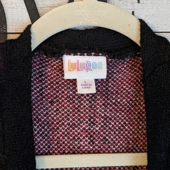 LuLaRoe NWOT Peyton Cardigan Red Plaid Faux Mohair Large - Picture 4 of 7
